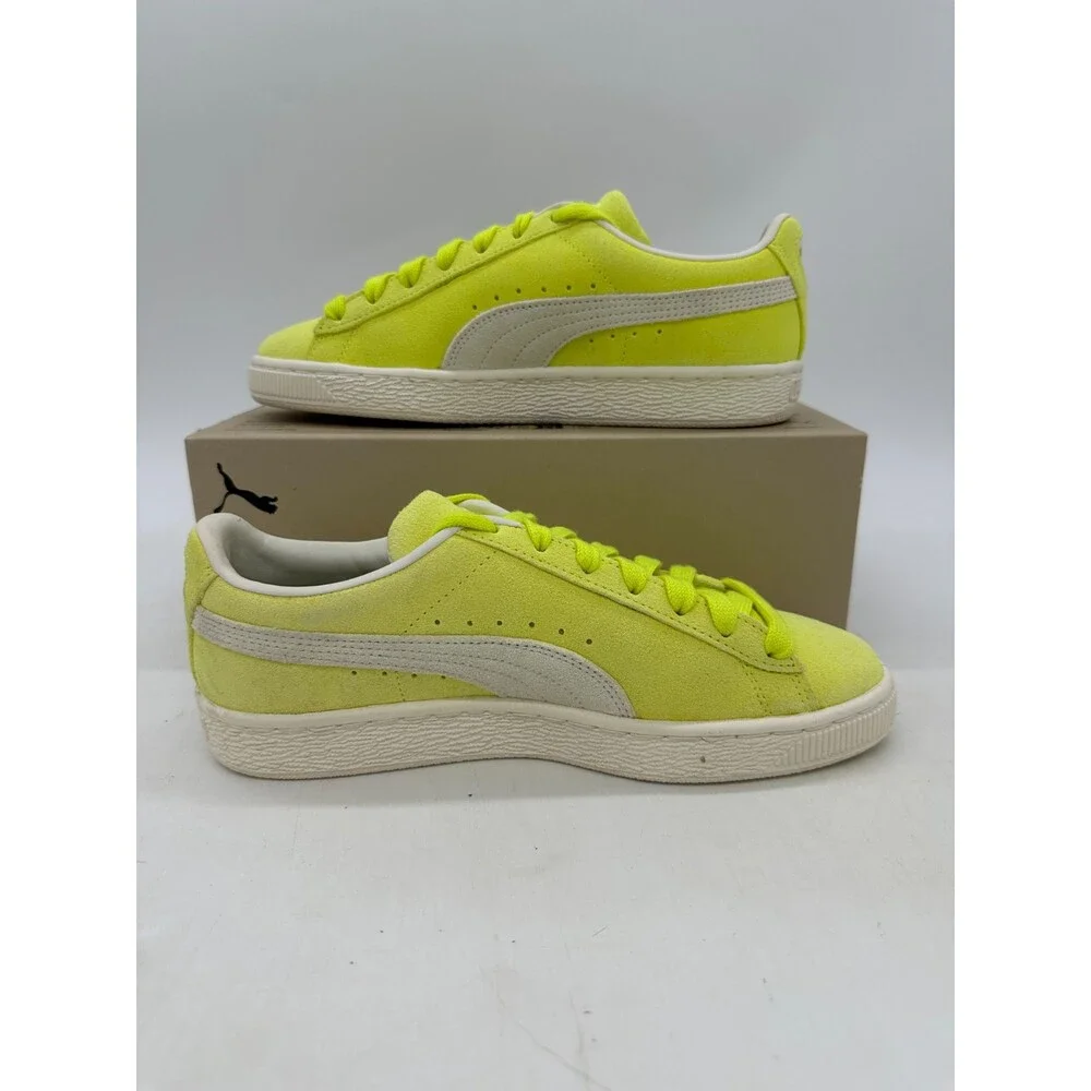 Puma Suede Neon Women's Size 7.5 Yellow White Athletic Shoes 398694 02